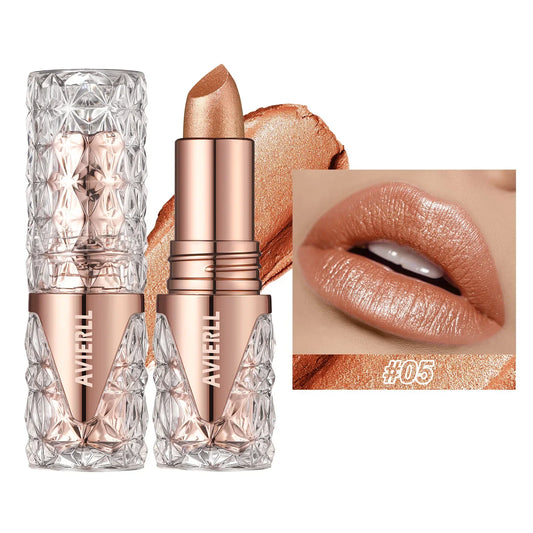 XMSJ Quicksand Gold Glitter Lipstick - Moisturizing Long-Lasting Waterproof Lip Color 3.8g