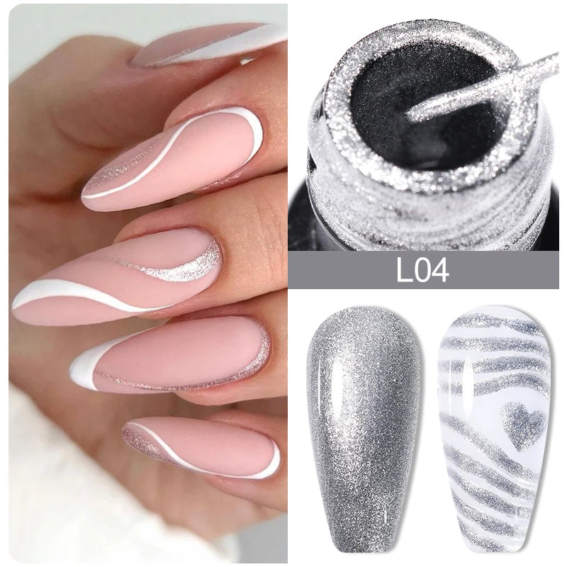 LILYCUTE 5ML Reflective Glitter Liner Gel Polish Nail Art Champagne Sparkling Lines