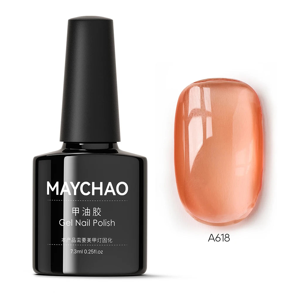 MAYCHAO Transparent Jelly Gel Nail Polish - 7.3ml Semi-Permanent Nude Collection