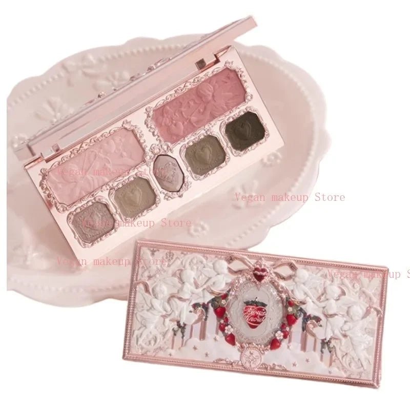 Flower Knows Strawberry Cupid Collection - Multi-Use Face Palette with Blush, Eyeshadow, Highlighter & Bronzer