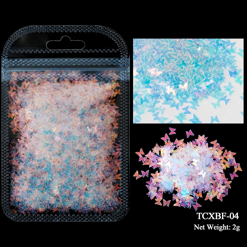 Holographic Nail Art Glitter - Laser Star & Butterfly Sequins (2g)