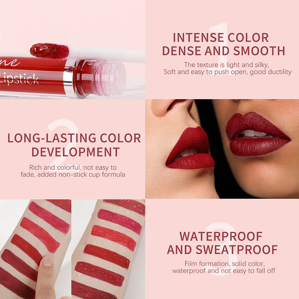 MAXFINE Matte Liquid Lipstick - Waterproof Long-Lasting Velvet Lip Glaze 2.5ml