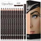 Eye Brow Pencil Set - 6/12Pcs Waterproof Professional Natural Black Brown