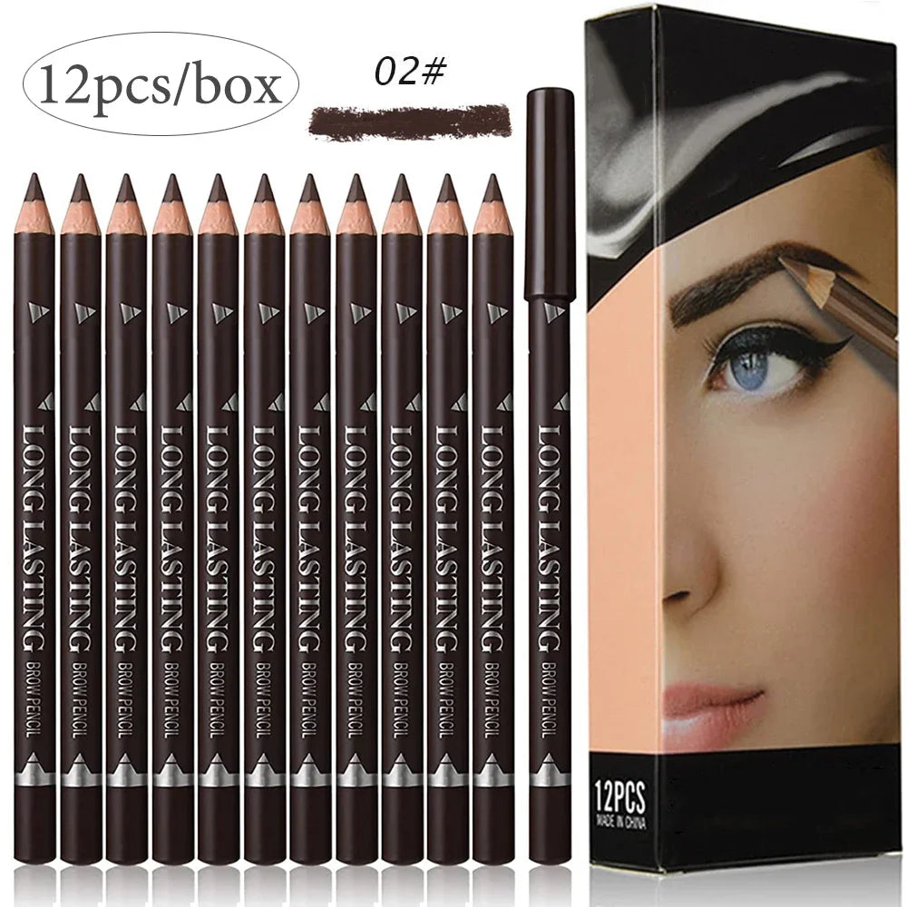 Eye Brow Pencil Set - 6/12Pcs Waterproof Professional Natural Black Brown
