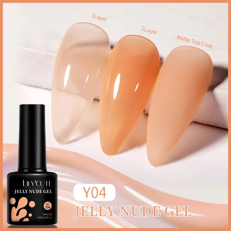 LILYCUTE UV Gel Nail Polish - Base & No-Wipe Top Coat Set (7ml)