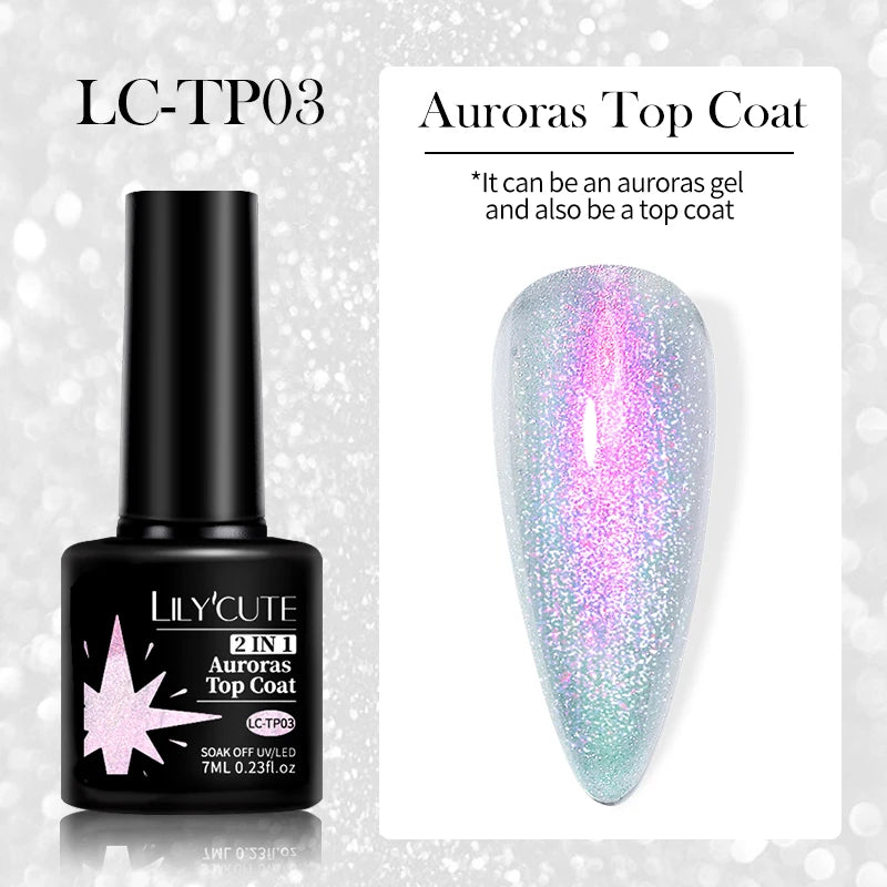 LILYCUTE UV Gel Nail Polish - Base & No-Wipe Top Coat Set (7ml)