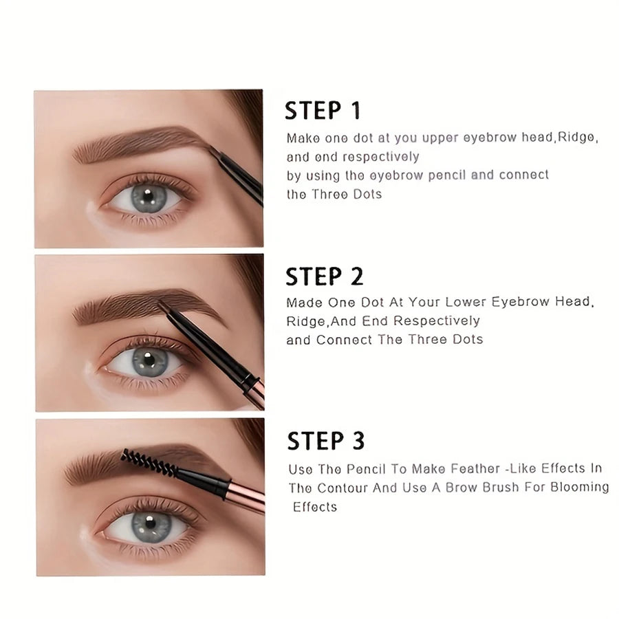 Waterproof Matte Eyebrow Pen - Double Head Long Lasting Brown with Brush