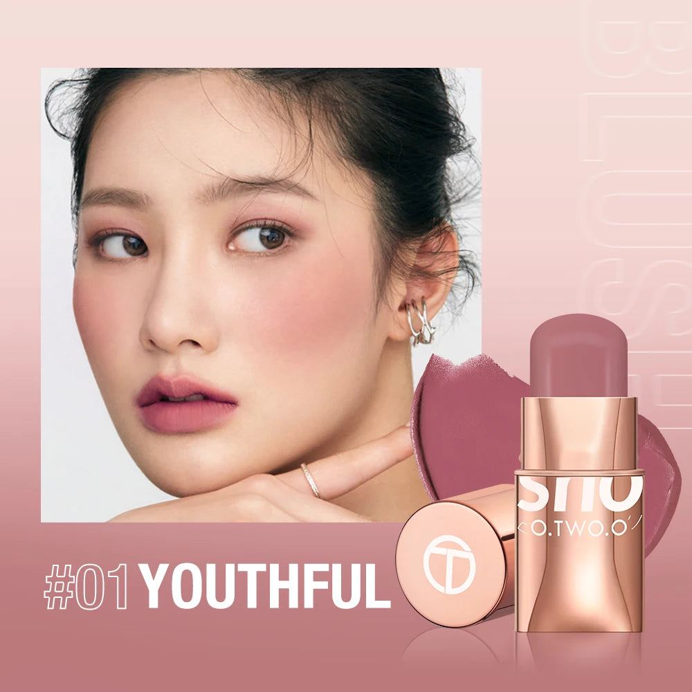 O.TWO.O 3-in-1 Blush Stick - Multi-Use Cream Blush for Lips, Cheeks & Eyes