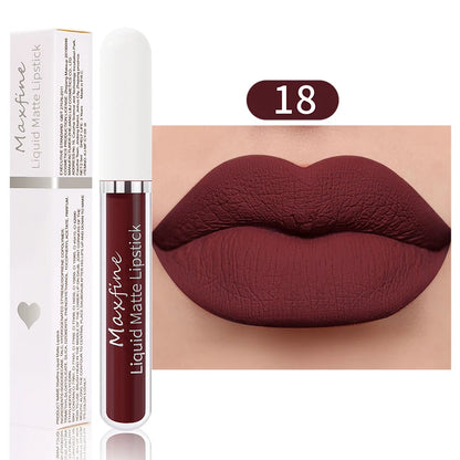 MAXFINE Matte Liquid Lipstick - Waterproof Long-Lasting Velvet Lip Glaze 2.5ml