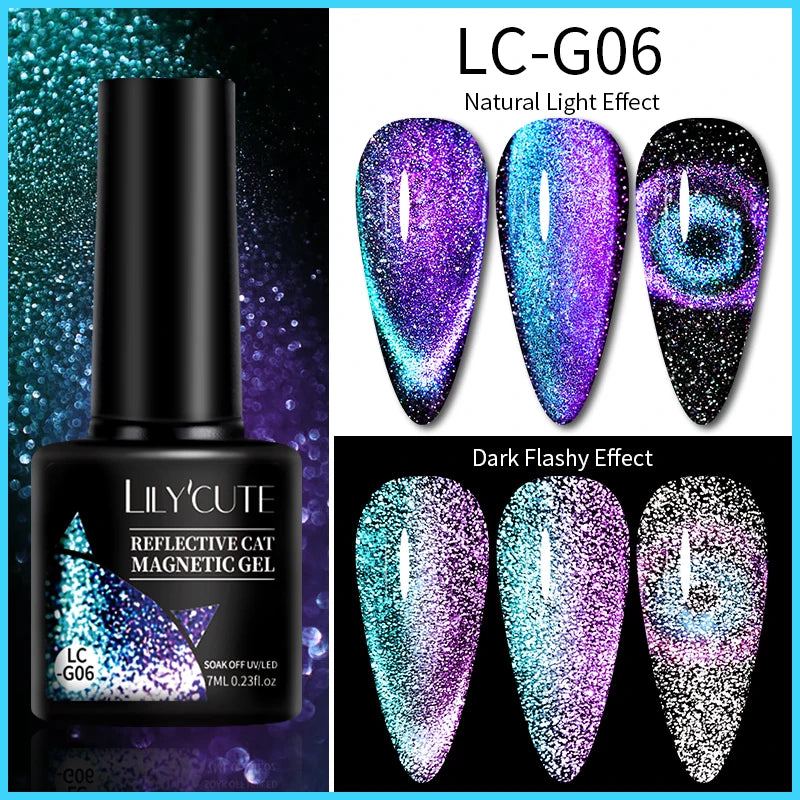 LILYCUTE 5ML Reflective Glitter Liner Gel Polish Nail Art Champagne Sparkling Lines