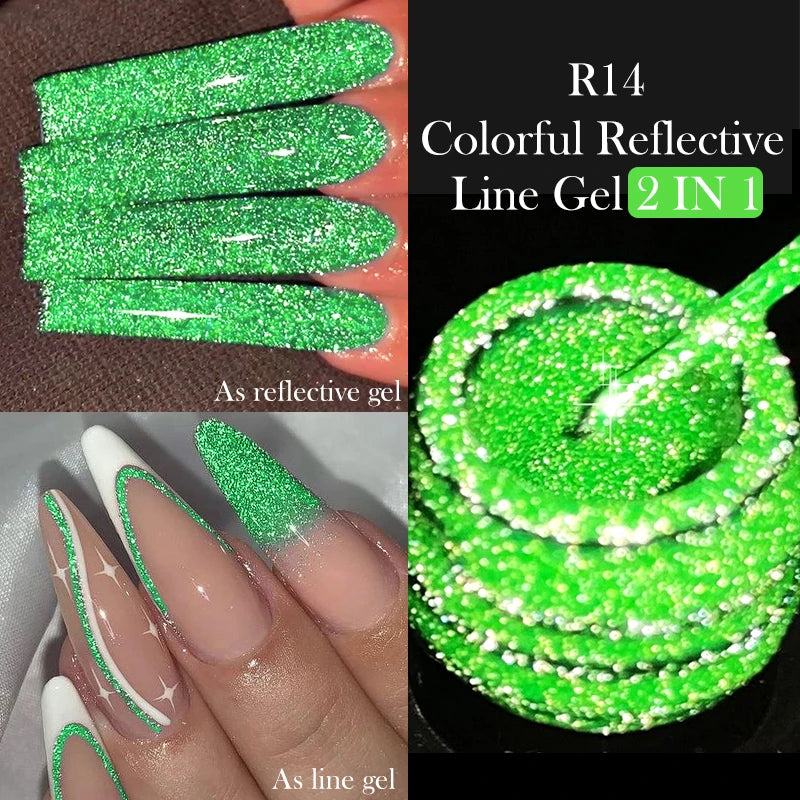 LILYCUTE 5ML Reflective Glitter Liner Gel Polish Nail Art Champagne Sparkling Lines