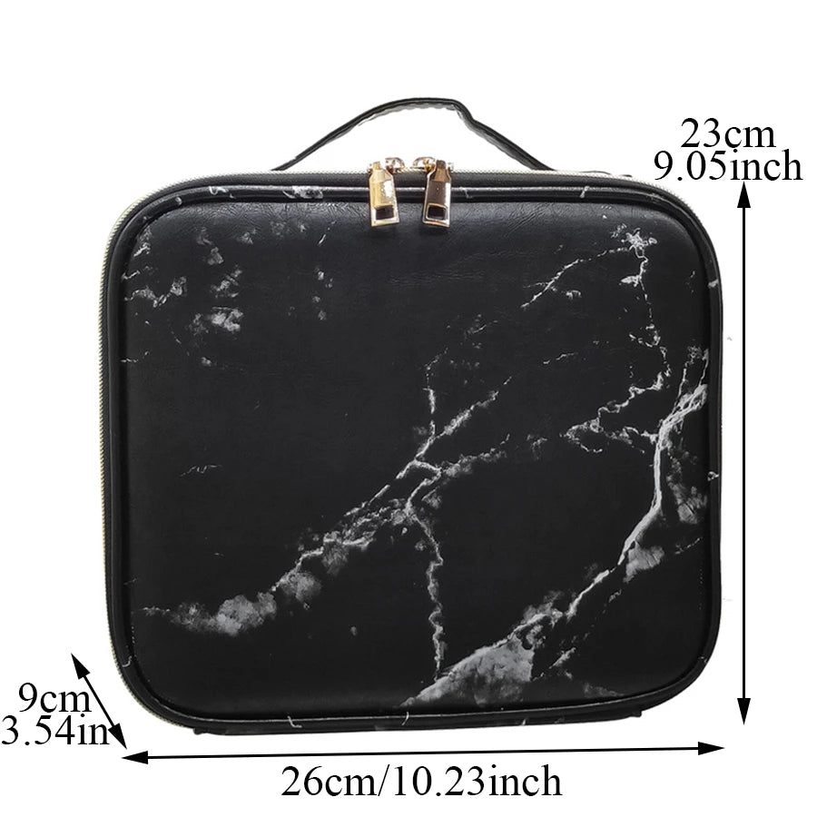 Marble Waterproof PU Cosmetic Bag - Professional Desktop & Travel Organizer