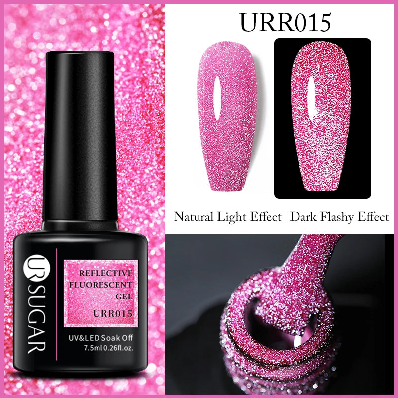 UR SUGAR Reflective Glitter Gel Polish - 7.5ml Pink Sequins Nail Art