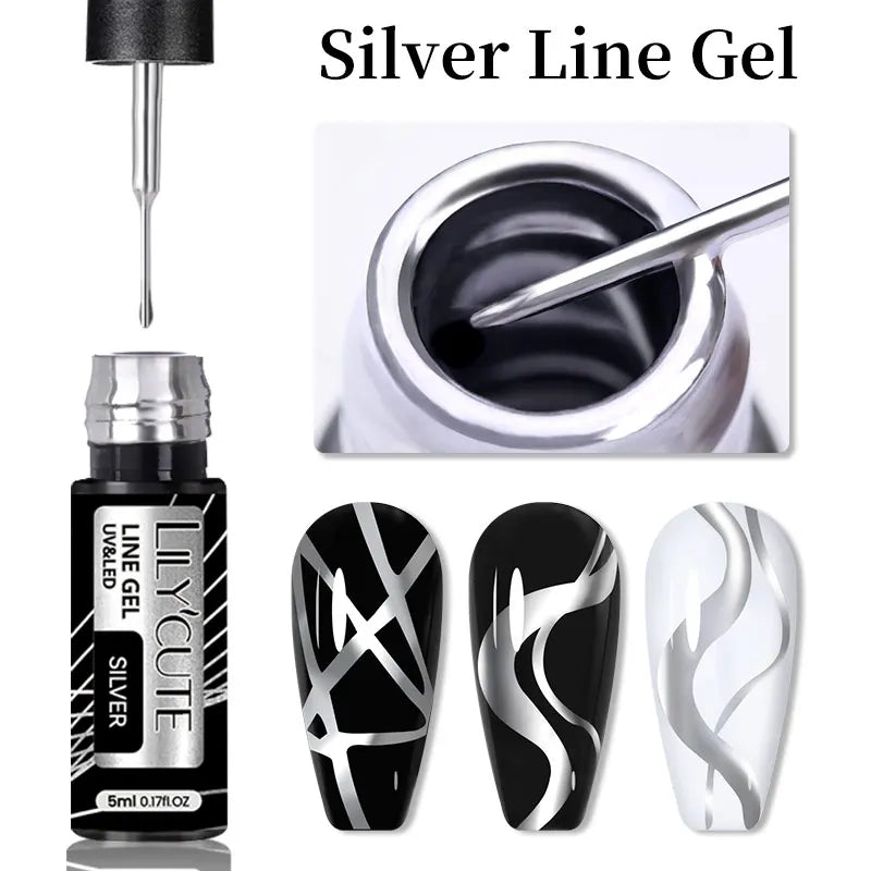 LILYCUTE Metallic Painting Liner Gel Nail Polish - 5ml