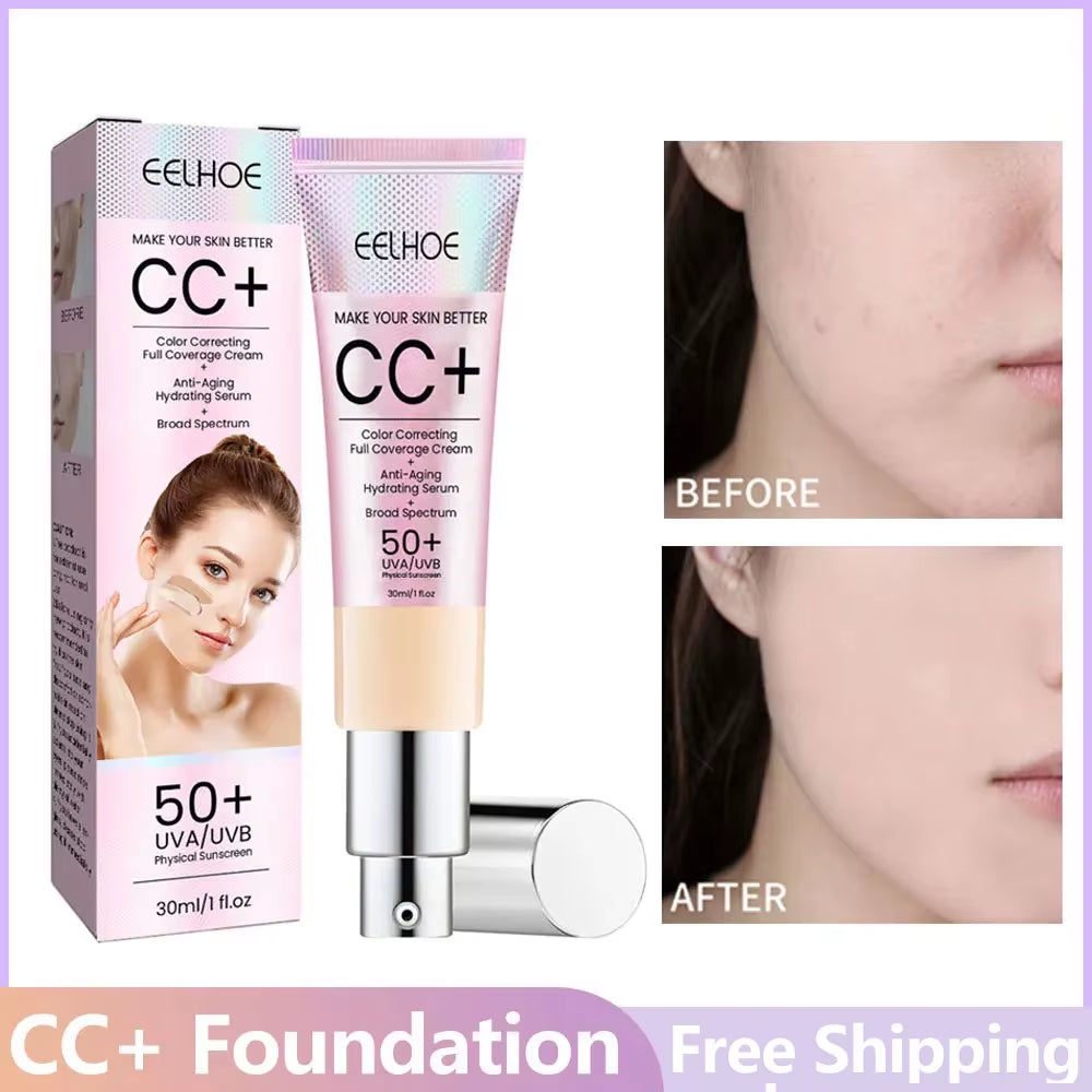 1/2/3Pcs CC Cream Foundation Waterproof Brighten Moisturizing Foundation Concealer Oil-Control Sunscreen Spf 50 Makeup Product