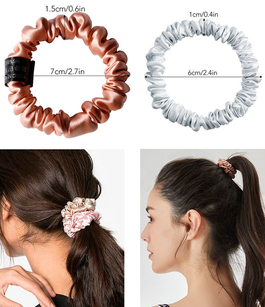 Premium 100% Pure Mulberry Silk Anti-Breakage Traceless Hair Scrunchie Tie for Women