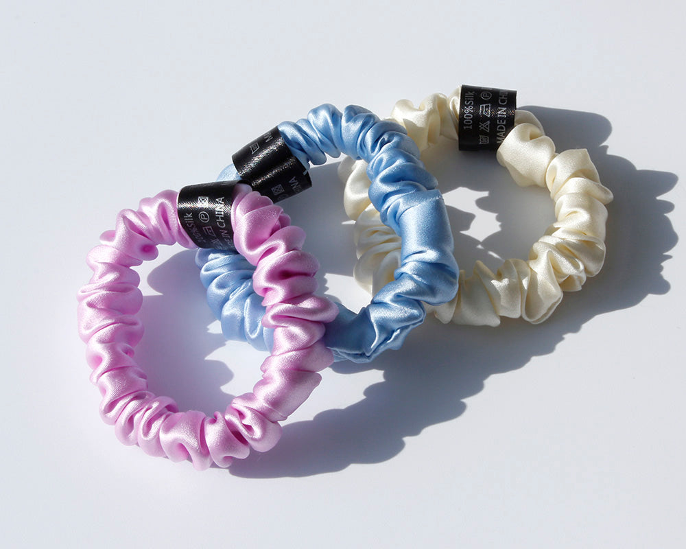 Premium 100% Pure Mulberry Silk Anti-Breakage Traceless Hair Scrunchie Tie for Women