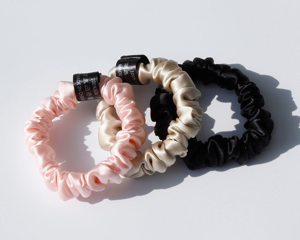 Premium 100% Pure Mulberry Silk Anti-Breakage Traceless Hair Scrunchie Tie for Women